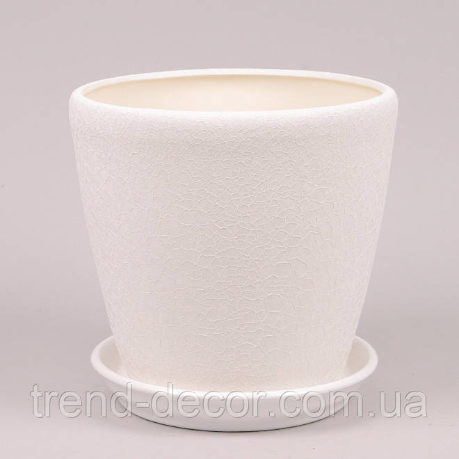 Горщик керамічний Грація шовк білий 1.2л.