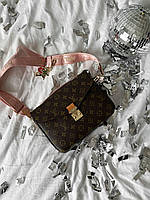 Женская сумка Louis Vuitton Super Pochette Brown Bag (коричневая) роскошная стильная сумка torba0242