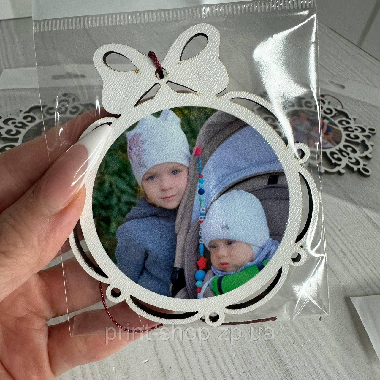 Новорічна іграшка з фото. Ялинкова іграшка з фото 9,5 х 7,5 см, фото 1