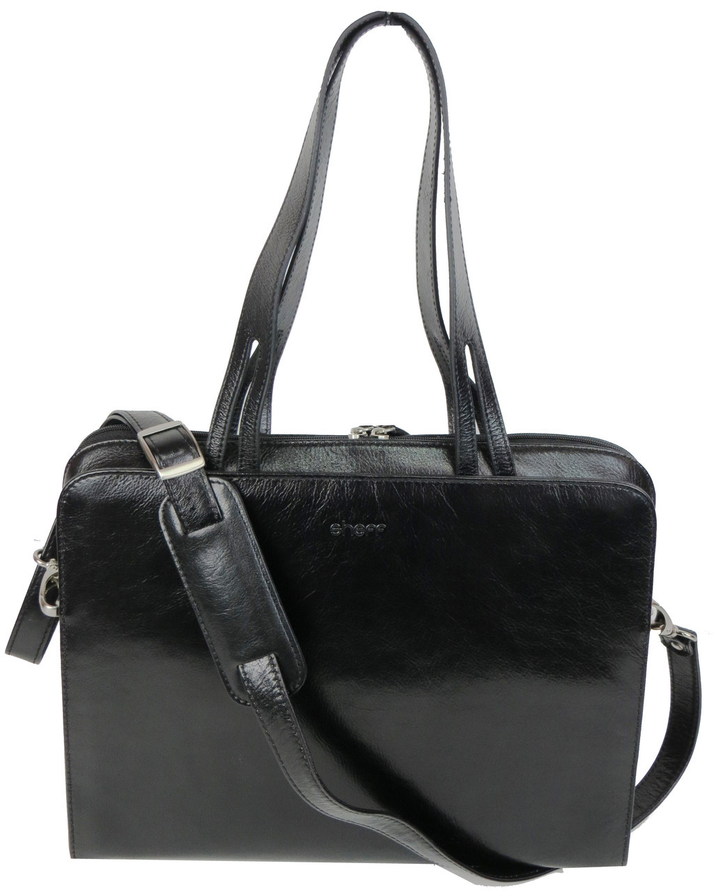 Жіноча ділова сумка, портфель із натуральної шкіри 37х28х10 см Sheff Чорний (2000002732716)