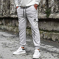 Чоловічі світло-сірі спортивні штани з кишенями на гумці знизу, Туреччина