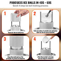 VEVOR Ice Cube Maker Ice Cube Mould Set 60 mm, Ice Cube Mould Ice Scoop Mould with Ice Tongs & Drip Tray,