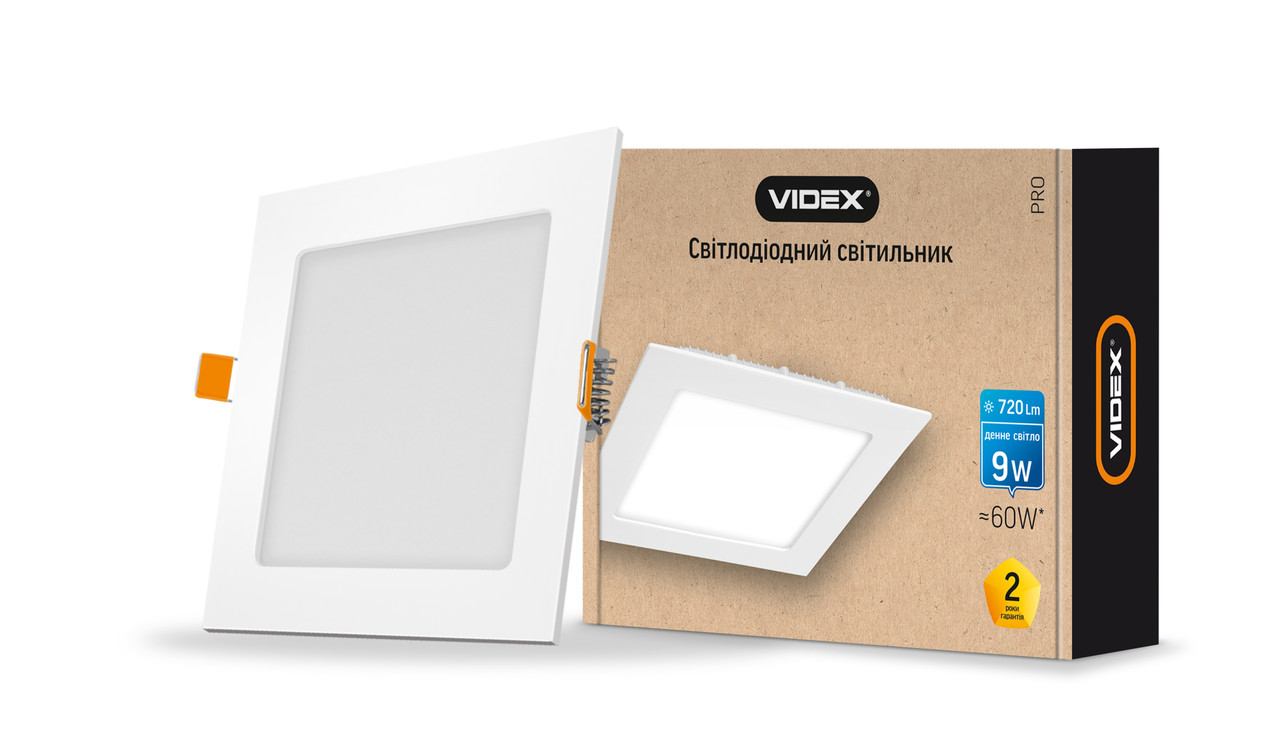 LED светильник встраиваемый квадрат Videx 9W 5000K VL-DLS-095 24072