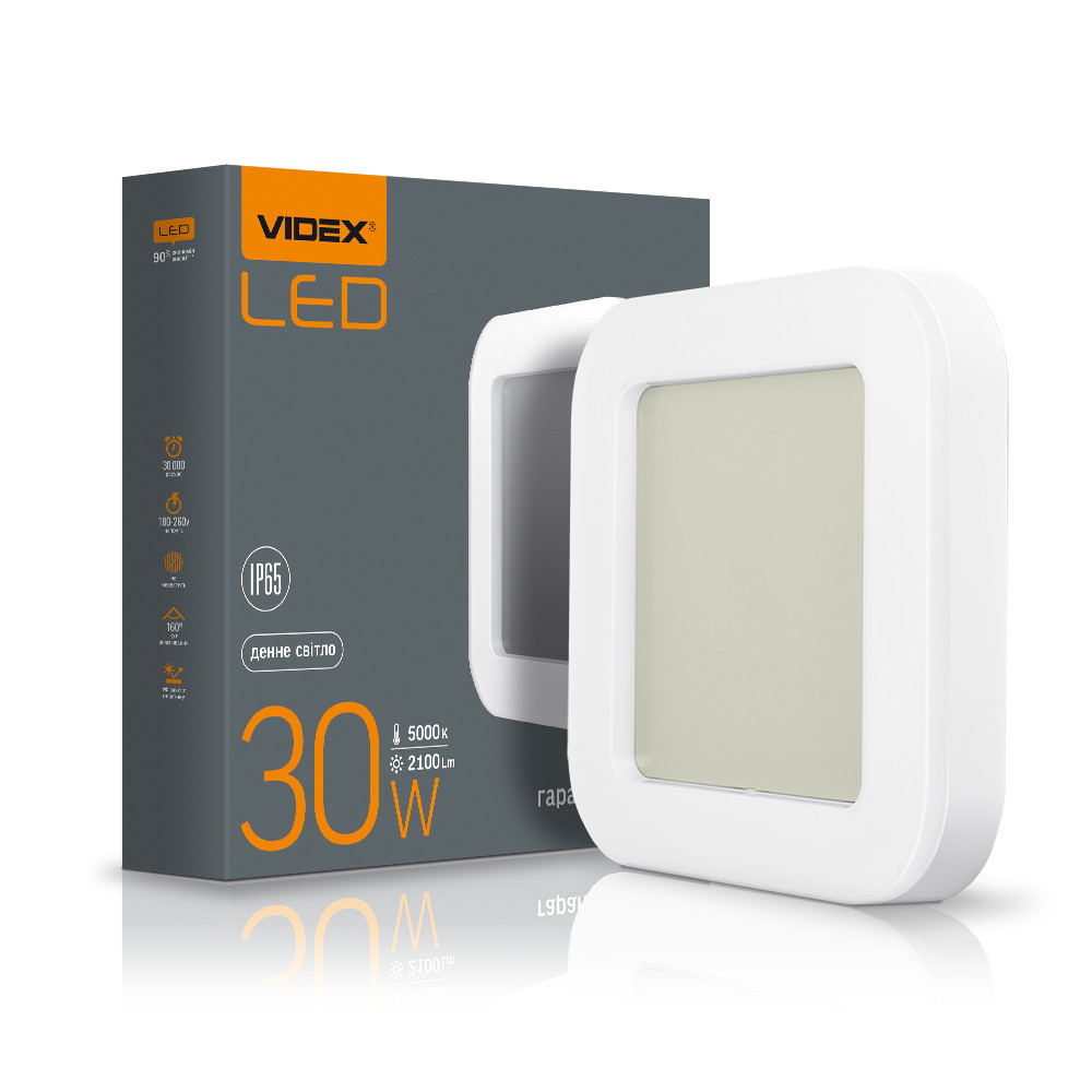 LED світильник Art IP65 квадратний Videx 30W 5000K VL-BHFS-305 25804