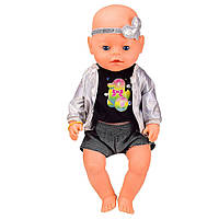 Дитяча лялька-пупс у зимовому одязі, пустушка, горщик, пляшечка (Від 2) 38х33х18 см Bambi Рожевий
