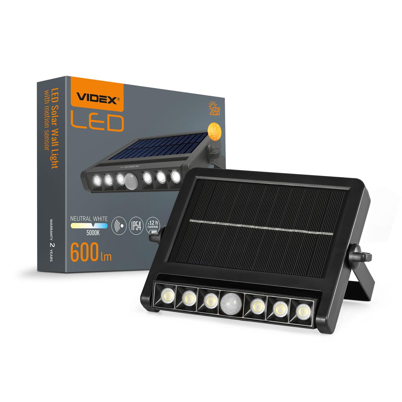 LED світильник автономний настінний IP54 Videx 600Lm 5000K Сенсорний VL-WLSO-025-S 27547