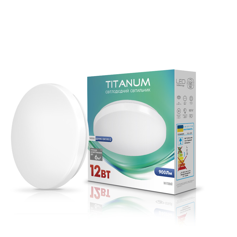 LED світильник настінно-стельовий Titanum 12W 5000K Матовий TLCL-125M 26690