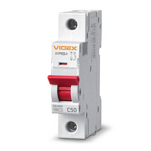 Автоматичний вимикач RS4 1п 50А С 4,5кА Videx Resist VF-RS4-AV1C50 26511