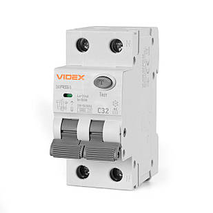 Диференційний автомат Videx Resist АС 2п 30мА 6кА 32А VF-RS6-DA2AC32 27120