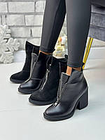 Женские ботинки зимние каблук 9.5 см натуральная кожа/замш на шерсти Класические женские ботинки зима