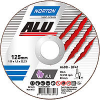 Диск отрезной по алюминию NORTON-Alu A46N 125/22,2 мм, t= 1,6 мм (66252839270)