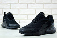 Мужские кроссовки Nike Air Max 270 All Black Обувь Найк Аир Макс 270 черные текстиль сетка демисезон