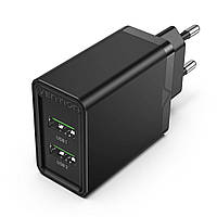 Сетевое зарядное устройство Vention Two-Port USB(A+A) Wall Charger (18W/18W) EU-Plug Black FBAB0-EU
