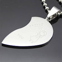 Парні кулони для закоханих I Love You. Підвіска кулон пара для двох. Подарунок коханій дівчині, фото 2