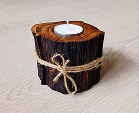 Підсвічник з дерева, під чайну свічку, амбарний дуб (олія віск)