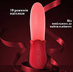 Кліторальний стимулятор язик вібратор для клітора Wo-sex B03. Червона троянда, фото 9