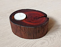 Камінний підсвічникк з натурального дерева, під чайну свічку, фото 2