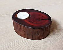 Камінний підсвічникк з натурального дерева, під чайну свічку, фото 3