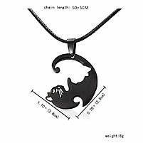 Красиві кулони для двох із котами Інь Янь. Подвійні підвіски для закоханих. Кулони з неіржавкої сталі, фото 2