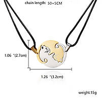 Подвійний кулон підвіска кішка. Парні підвіски з котиками. Оригінальні кулони для двох на подарунок, фото 2