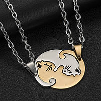 Подвійний кулон підвіска кішка. Парні підвіски з котиками. Оригінальні кулони для двох на подарунок, фото 5