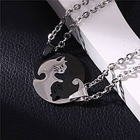 Красиві кулони для двох із котами Інь Янь. Подвійні підвіски для закоханих. Кулони з неіржавкої сталі, фото 6