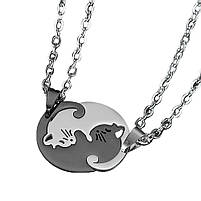 Красиві кулони для двох із котами Інь Янь. Подвійні підвіски для закоханих. Кулони з неіржавкої сталі, фото 7