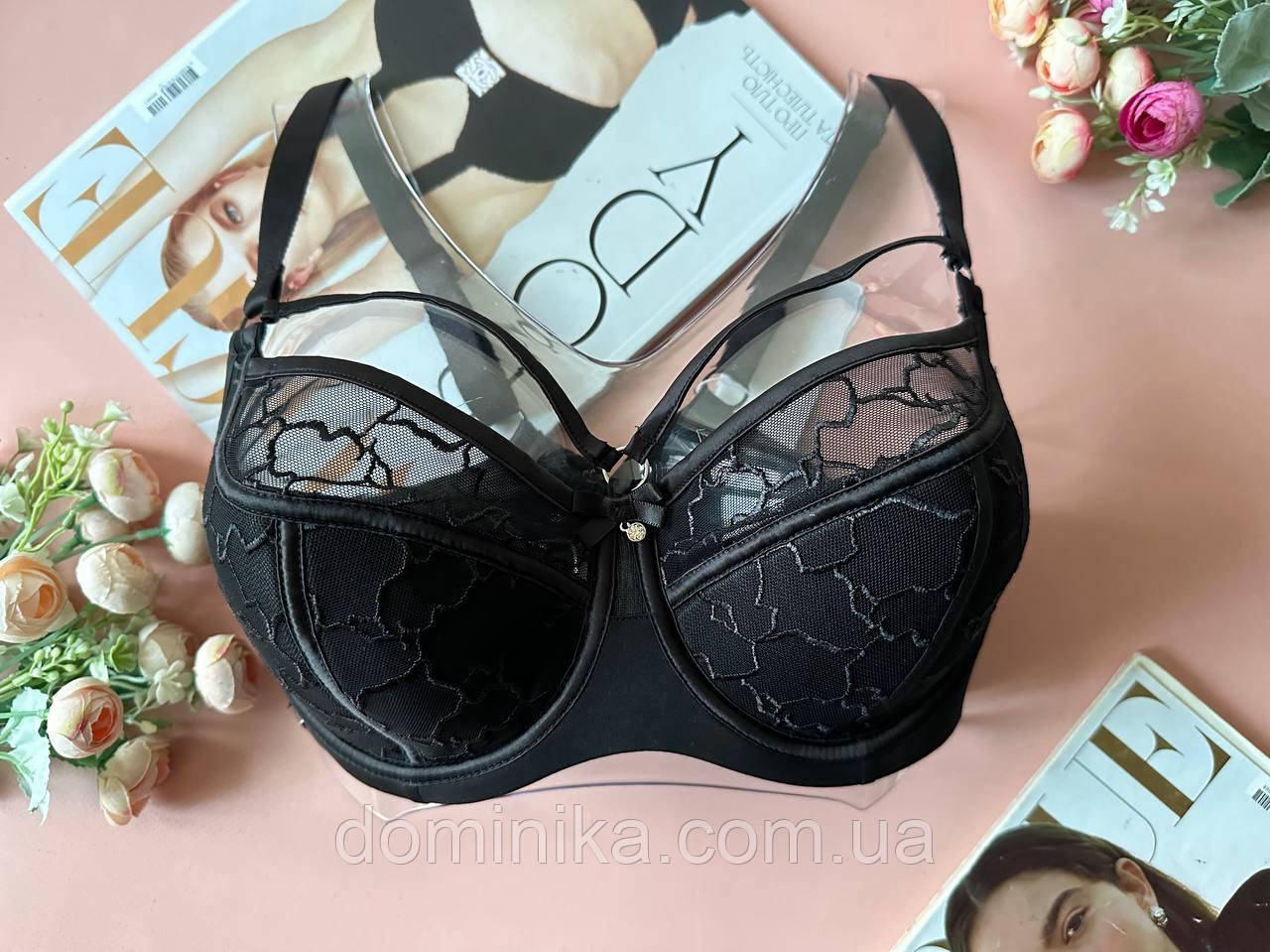 90Е Бюстгальтер з портупеєю на чашку E чорний