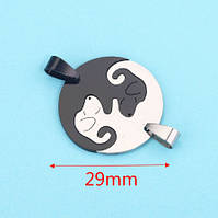 Парна підвіска собачки Інь Янь. Подвійні кулони для двох на подарунок. Красиві кулони для закоханих, фото 6