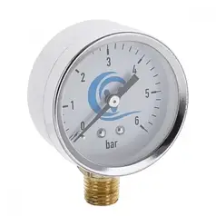 Манометр для вимірювання тиску води, нижнє підключення 1/4, радіальний Ø60 мм 0-6 BAR нержавіюча сталь