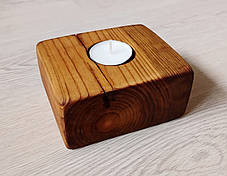 Підсвічник із натурального дерева "Куб" під чайну свічку, фото 3