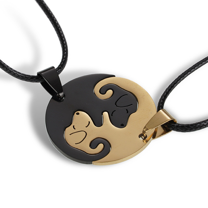 Кулон собачка для двох на подарунок. Подвійні підвіски для закоханих. Парні кулони з собачками, фото 1