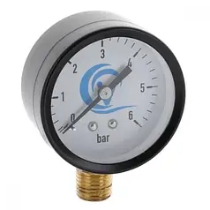 Манометр для вимірювання тиску води, нижнє підключення 1/4, радіальний Ø50 мм 0-6 BAR