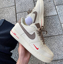 Чоловічі кросівки Nike Air force 1 low "Mocco" весна-осінь-літо повсякденні бежеві. Живе фото