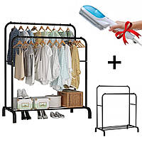 Двойная стойка вешалка 150х110х54 см для одежды Double floor Hanger + Подарок Отпариватель ручной для одежды
