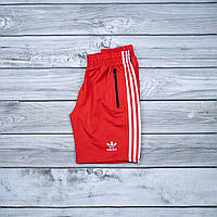 Мужские шорты Adidas красные с полосами хлопковые Адидас на лето (N)