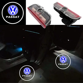 Проектор підсвічування логотипу PASSAT для дверей VW  (Фольксваген) Passat (B6-B9) 2010-2023 - Білий+Синій лого