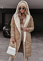 Зимняя теплая женская Куртка пальто с Эко мехом ТЕДДИ Размер: 42-46, 46-48, 50-52