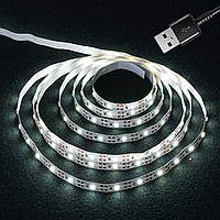 Светодиодная LED лента 5м, с USB, Белая / Гибкая диодная подсветка от повербанка / Неоновая лед лента