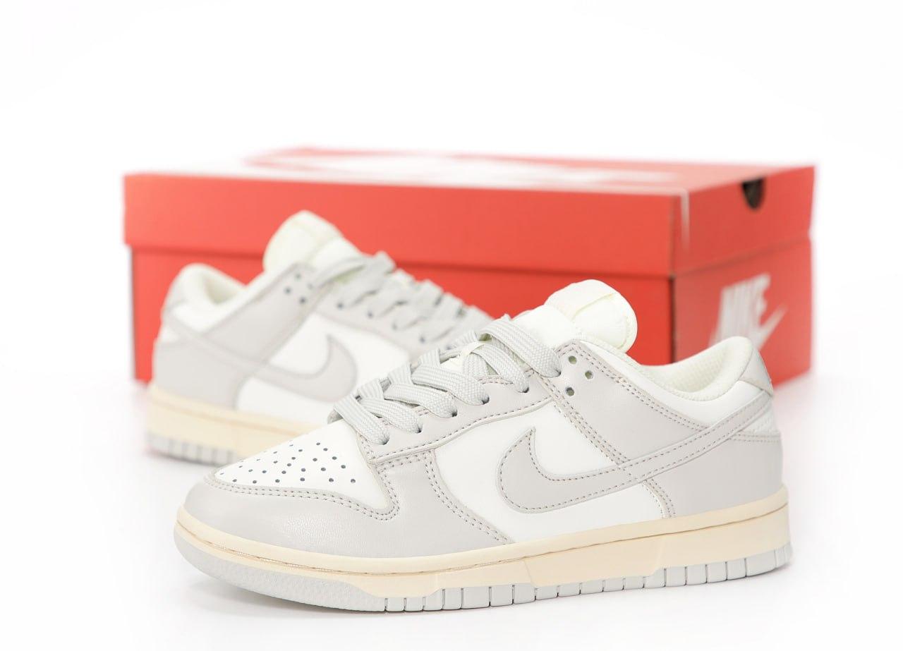 Жіночі кросівки Nike SB Dunk White Grey Взуття Найк СБ Данк білі шкіряні демісезонні