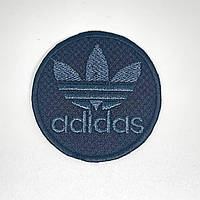 Нашивка термо круглая Adidas Адидас 60 мм (черная/синяя)