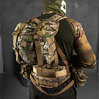Тактичний РПС пояс із рюкзаком мультикам, військова розвантажувальна ремінно-плечова система multicam