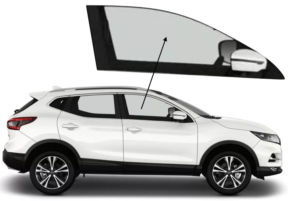 Бічне скло Nissan Qashqai 2014-2021 передніх дверей праве