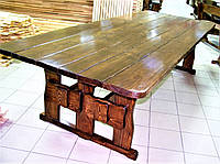 Antiker Holztisch 3000x1200 mm, handgefertigt für Cafés, Hütten vom Hersteller. Holztisch 19