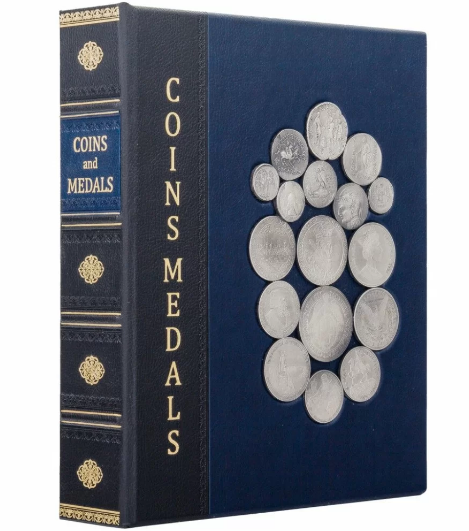 Папка-альбом для колекціонування монет із натуральної шкіри з декоративними накладками, фото 1