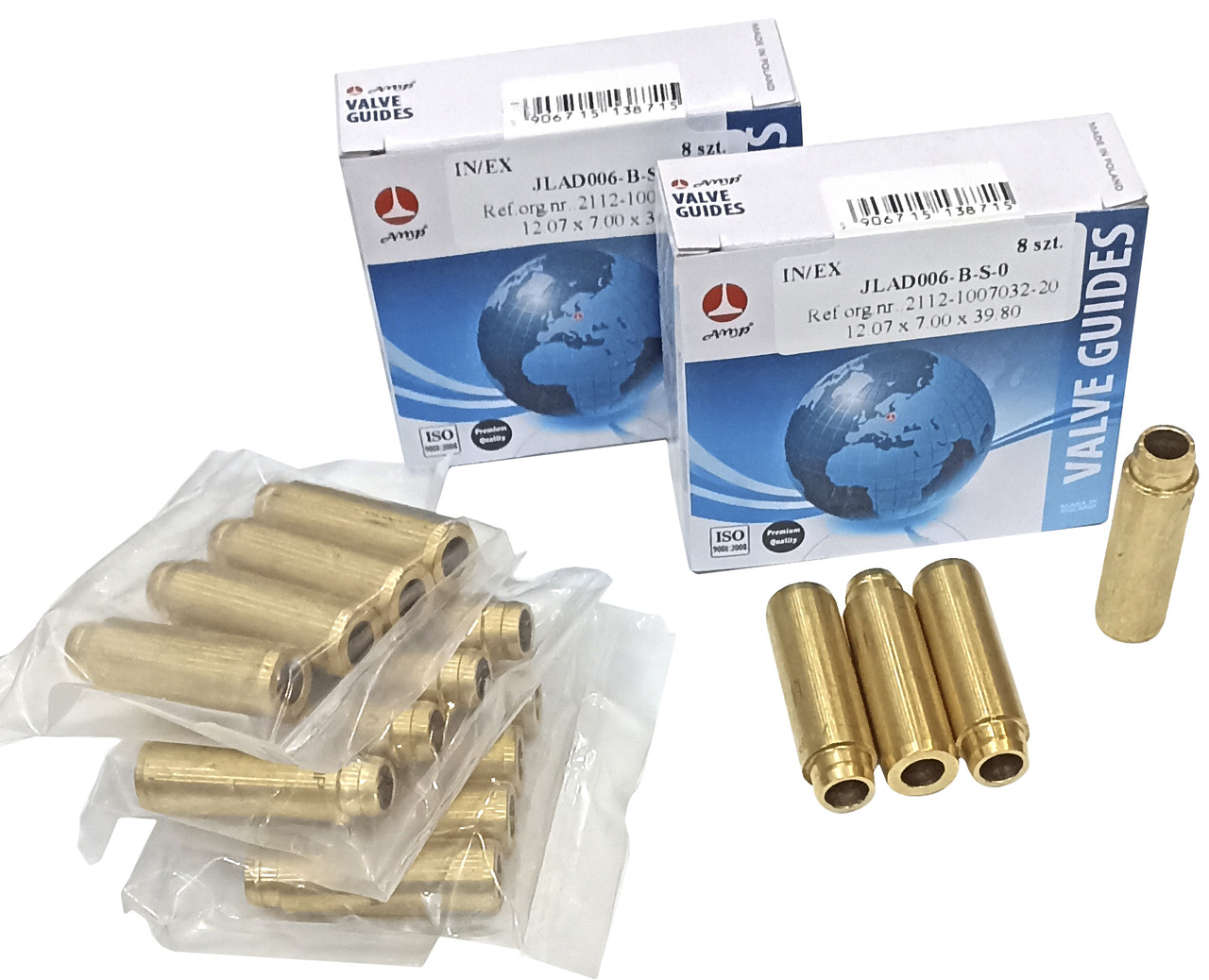 Комплект втулок клапана (напрямна) AMP JLAD006-B-S-0 (16шт/12,07х7х39,8) бронза, для ВАЗ-2110, 2111, 2112, 16V, оригінальні, фото 1
