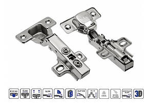Завіса меблева накладна GTV ZM-INHC090BEO STANDART гідравлічна з дотягом планка H=0