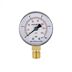 Манометр для вимірювання тиску води SD Forte, нижнє підключення 1/4, радіальний Ø50 мм 0-10 BAR