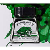 Туш художня Drawing Inks, №046 Brilliant Green, 14 мл, скло, Winsor&Newton