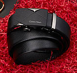 Набір чоловічий шкіряний ремінь автомат і гаманець-шум. Чоловічий подарунковий набір у коробці (чорний), фото 7